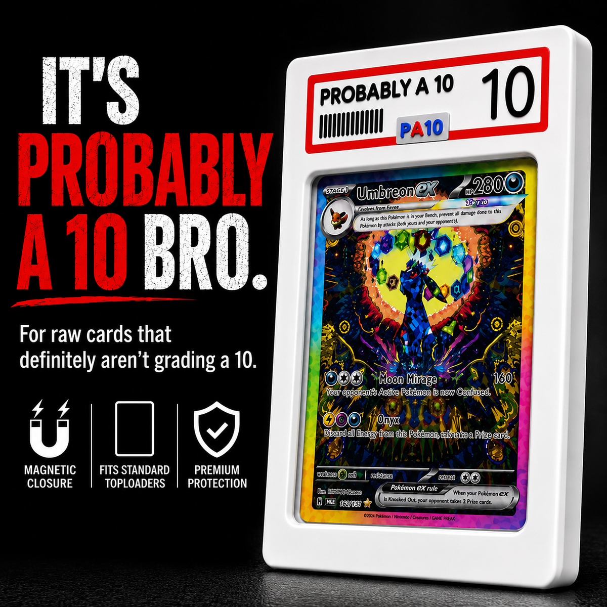 PA10 RawGuard — "Probably A 10" Magnetic Trading Card Display Slab